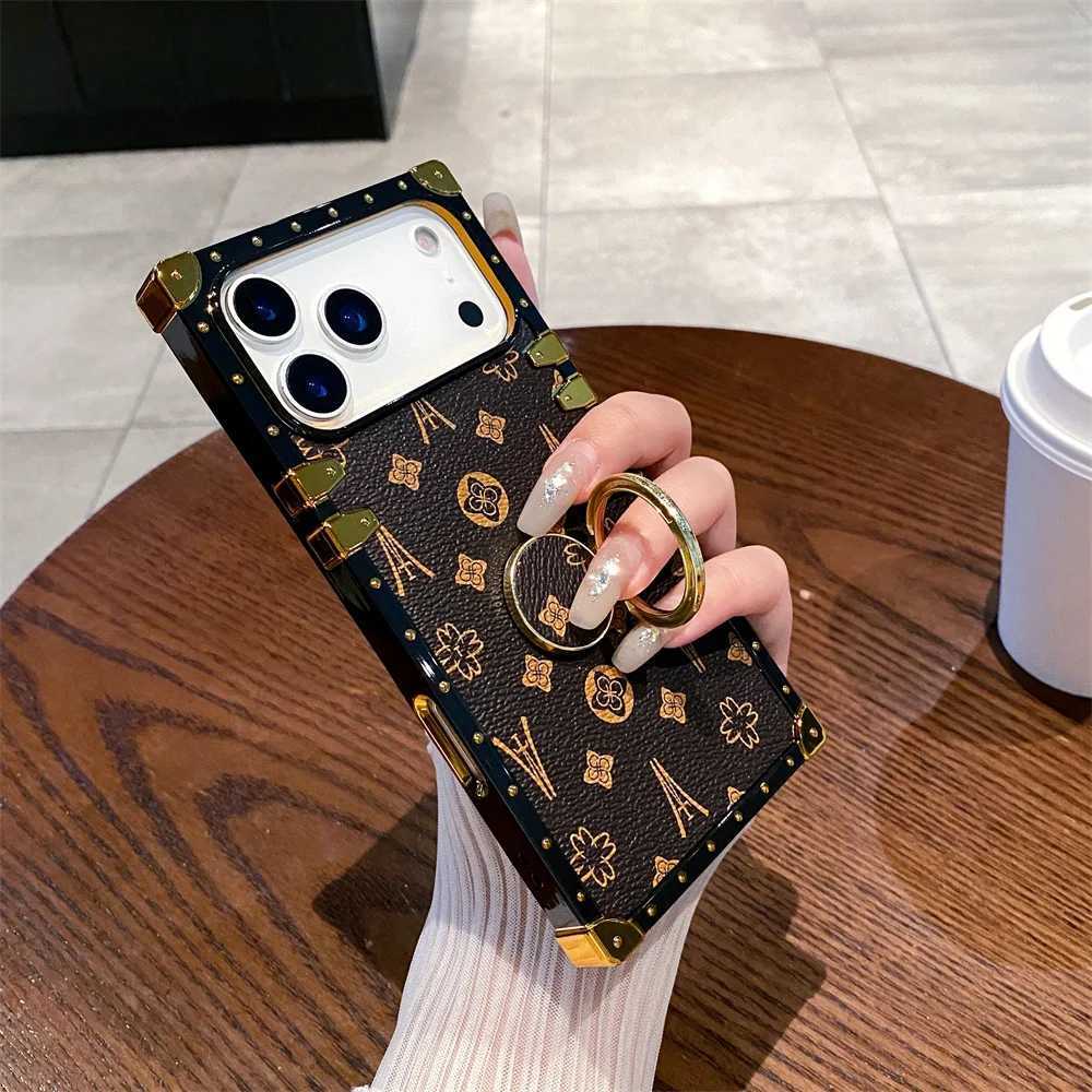 luxury PU Leather Ring Stand Flower Phone Case For iPhone 17 17Air 16 16E 15 Pro Max 13 14 Plus 12 Mini Protective Cover Shell C251209