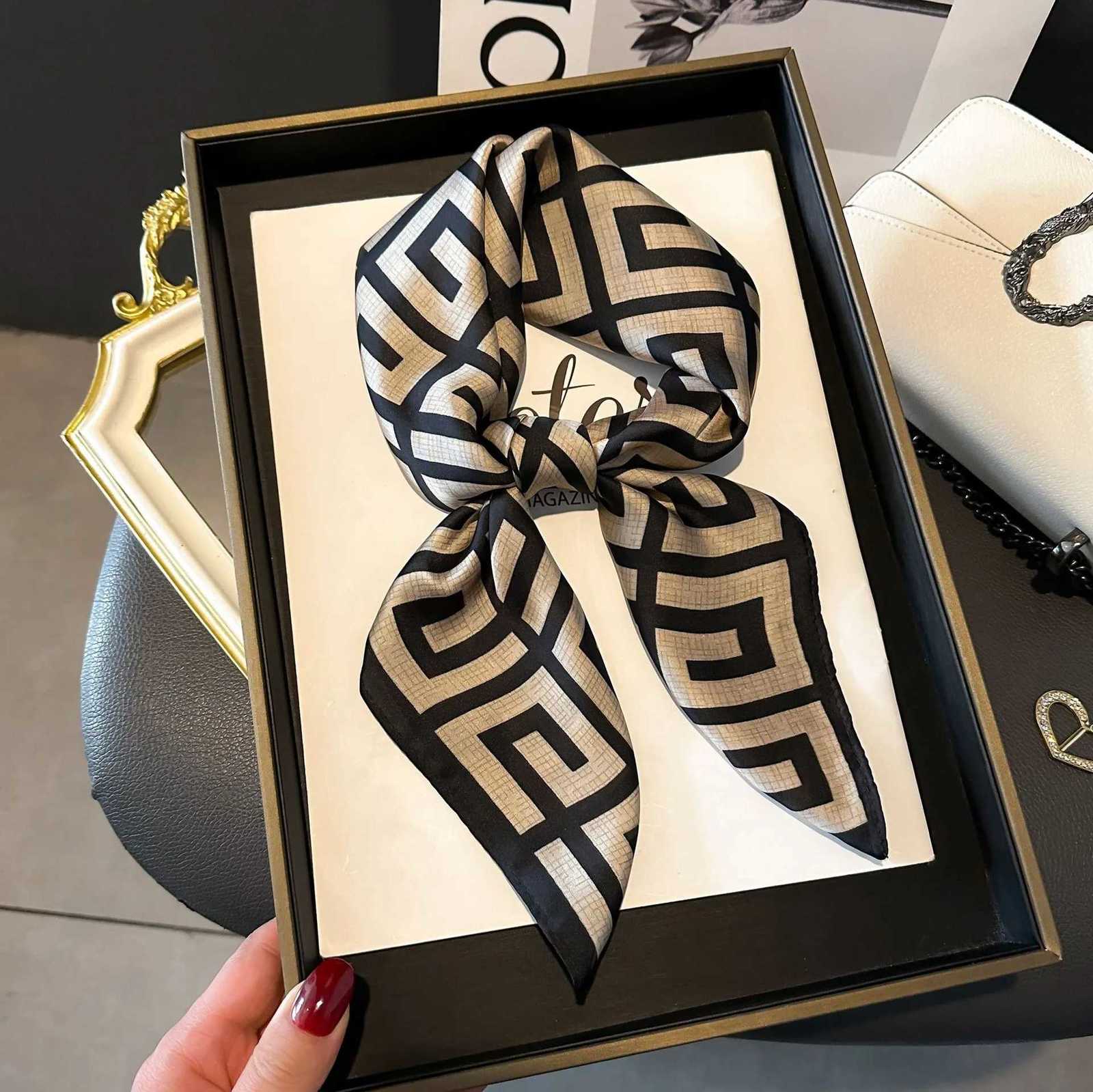 Luxury Fashion Luxury Brand 70cm Silk Square Scarf Women Satin Neck Tie Female Hair Bandana Headkerchief Shawl Wrap Hijab Echarpe Y251208