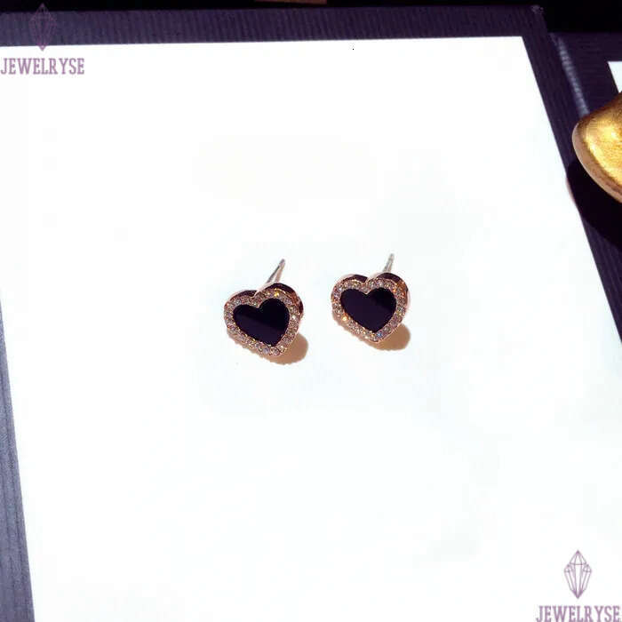 925 sterling silver heart stud earrings women 18K rose gold shining crystal ear rings jewelry for party