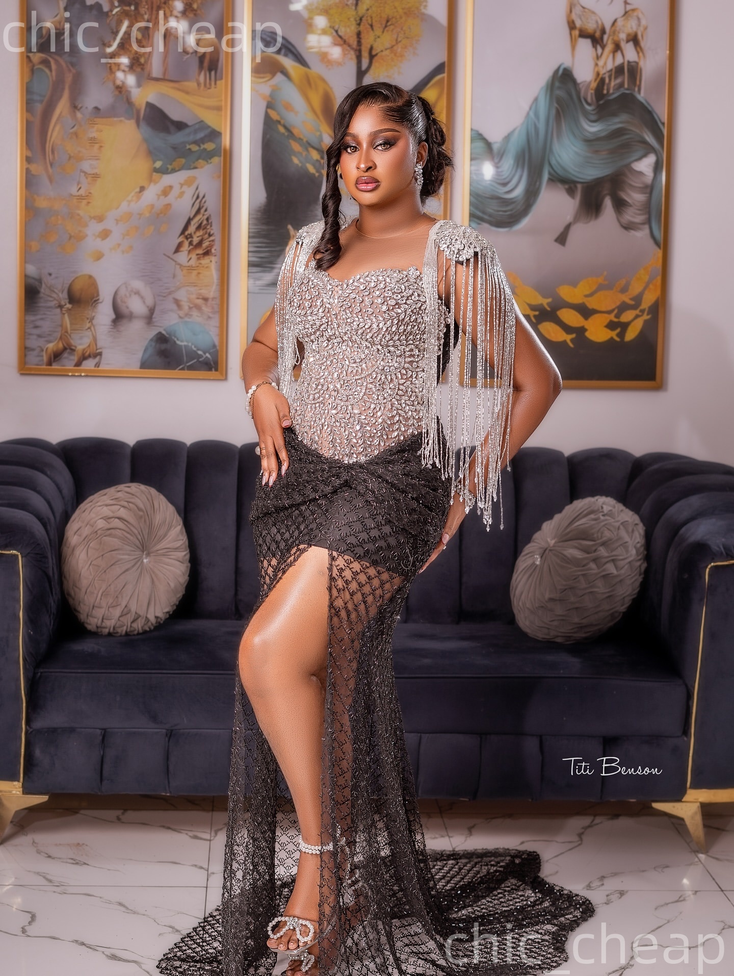 Aso Ebi Black Mermaid Prom Dresses 2026 Crystals Tassels Illusion Evening Formal Party Second Birthday Engagement Gowns Plus Size Dress For Special Oc