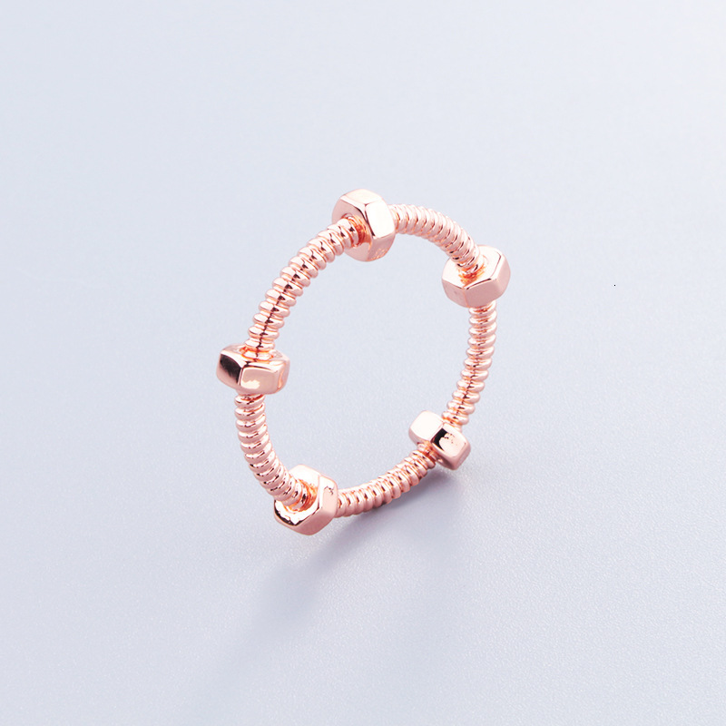 New Ins Style Nut Personality Bracelet Ring for Men and Women Couple Plain Ring Copper Gold Plated Internet Celebrity
