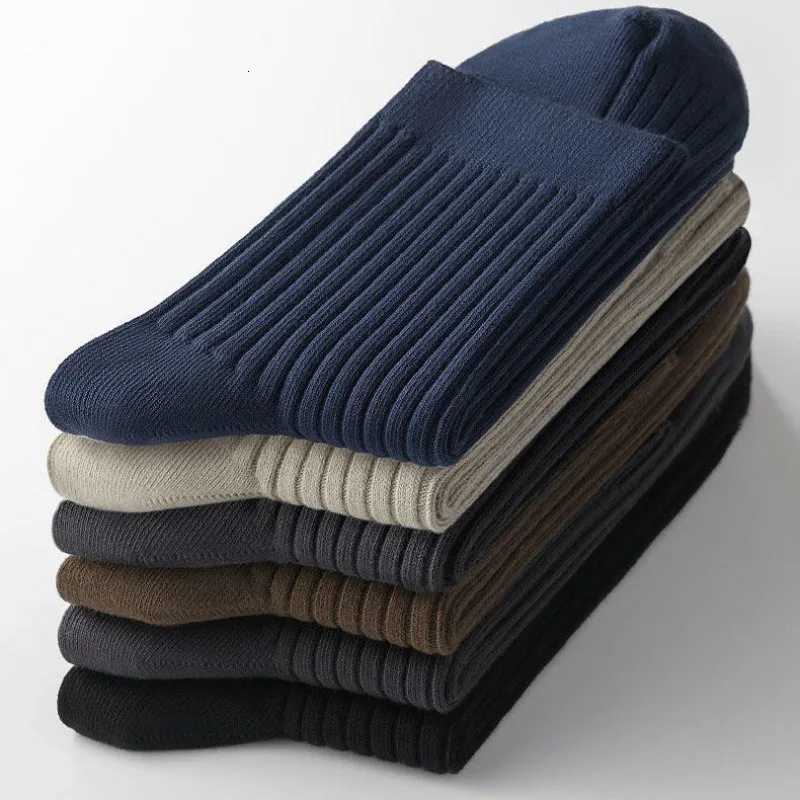 3pairs Mens Cotton Socks Casual Breathable Mens Solid Color Black High-Quality Socks Office Business SokT251209