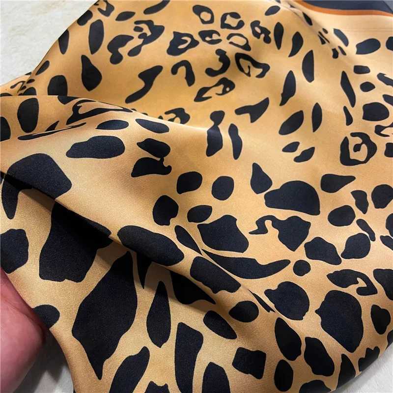 Luxury Fashion Women Silk Scarf Ladies Leopard Print Shawl Headband Small Hair Scarves Bandana Female Handkerchief Scarves 70Cm Square Y251208