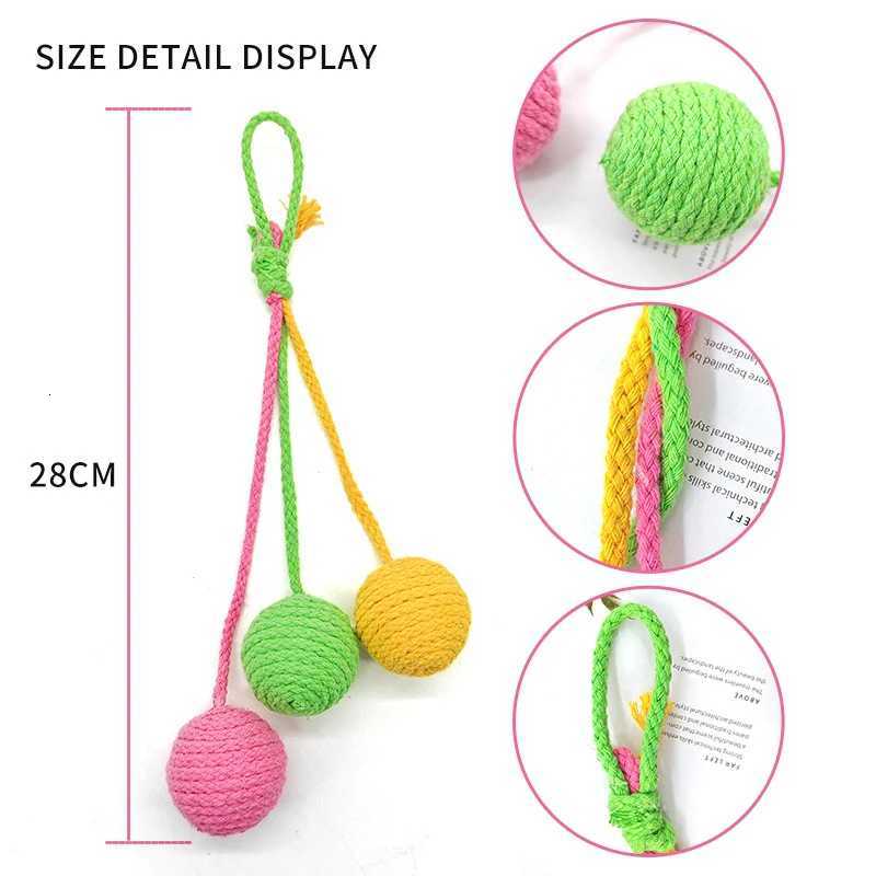 Resistant Chew Toys Can Be Suspended Cat Teasing Toys Cotton Rope Ball Toy Nontoxic Durable Interactive Cog Toy Pet Accessories M251209