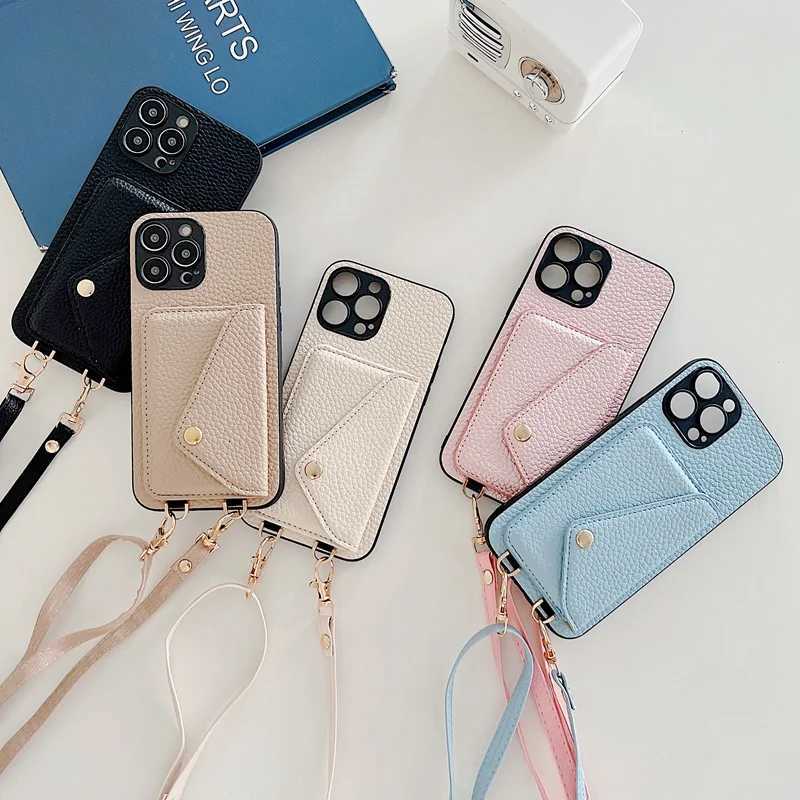 Luxury Crossbody strap lanyard wallet leather case for iPhone 16 17 16pro 15 pro 17pro max 14 13 12 11 card holder phone cover C251209