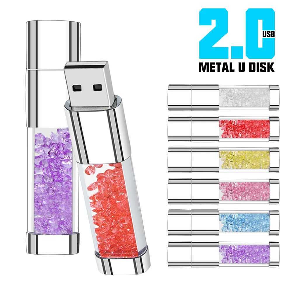Crystal Pendrive 20 USB Flash Pen Drive 128GB 4GB 8GB Memory Stick 16GB 32GB Pretty Pen Drive Wedding Gift USB Stick C251209
