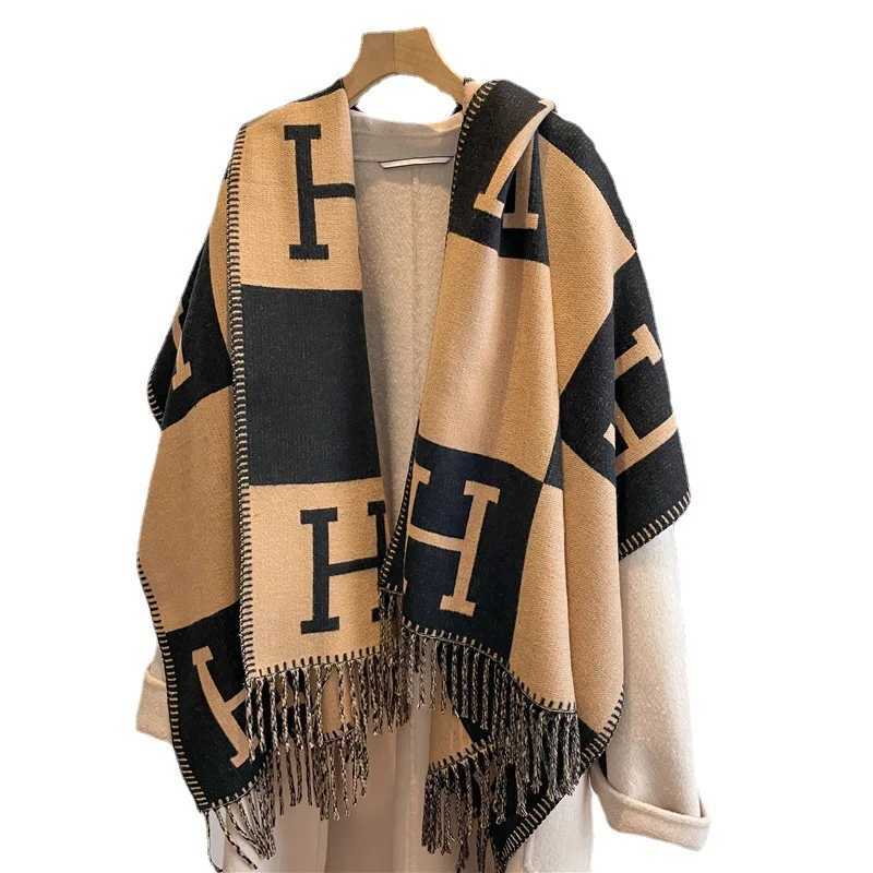 Luxury Core-spun yarn scarf winter new double-sided long letter shawl warm holiday gift scarf women Y251208