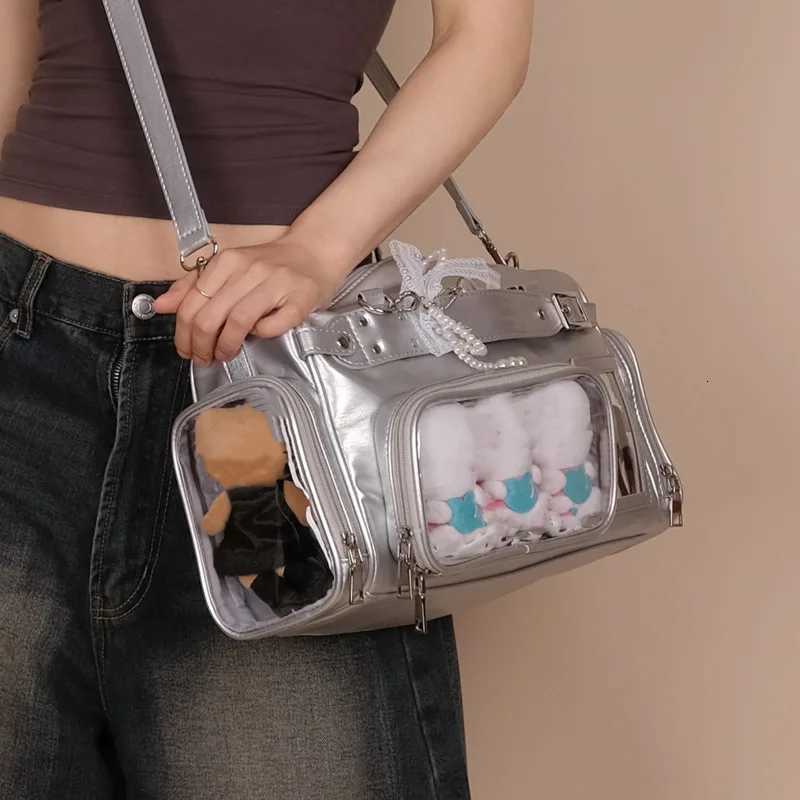 Large Capacity Japanese Y2k Shoder Itabag Transparent MtiPocket Harajuku Crossbody Bag Cute Girl JK Uniform Underarm Bag Y251209