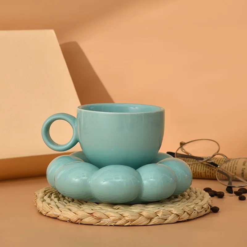 Creative Thicke Clouds Ceramic Coffee Cup Saucer Art Exquisite g Couple Teacup Gift Table Top Display g He Decoration H251209