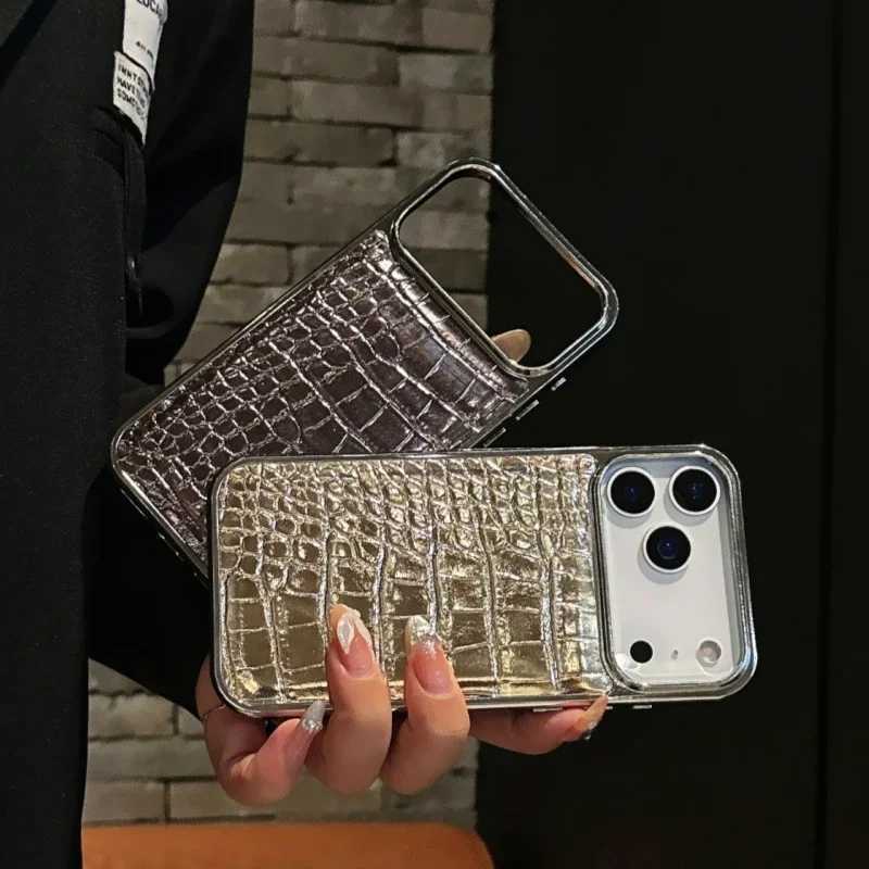 for iphone 17 Pro Max Case Luxury Crocodile Pattern Plating Case For iPhone 16 17 Air 14 15 Plus 11 13 12 Pro Max Leather Cover C251209