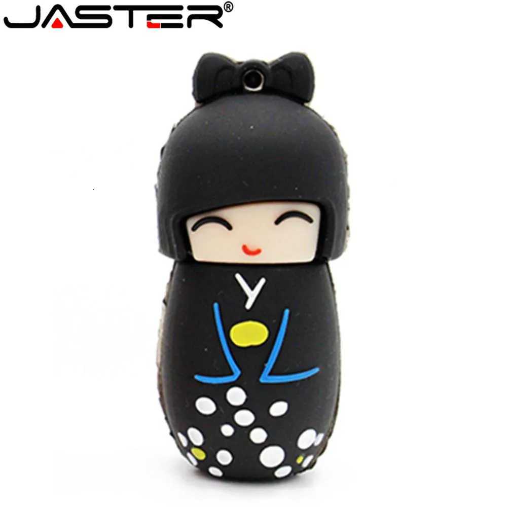 JASTER Cartoon Japanese Kimono Doll Pen drive 128GB Silicone Gifts for Children USB Flash Drive 64GB Pretty Memory Stick 32GB C251209