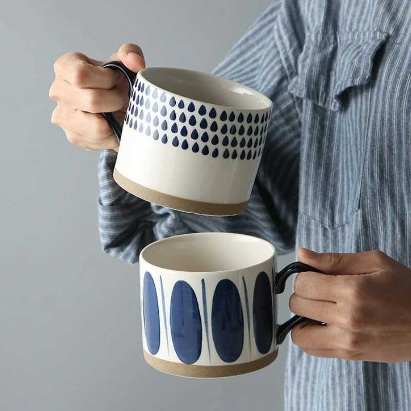 Japanese Style Ceramic Coffee Cup He Off Breakfast Milk Water Cup Handle Drinkware Kitchen Household Teacup Ju Cup New H251209