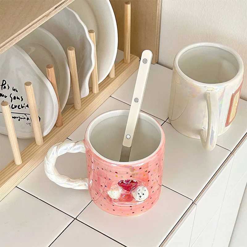 Puppy g Creative Cute Pearl Handmade Exquisite Coffee g Vintage High Appearance Ll Ceramic Cup Couple Coffee g H251209