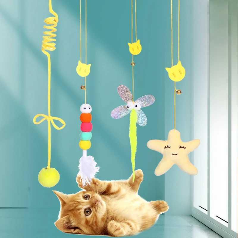 Simulation Cat Toy Cat Scratching Rope Feather Funny Kitten Playing Game Interactive Toy Retractable Hanging Door Pet Supplies M251209