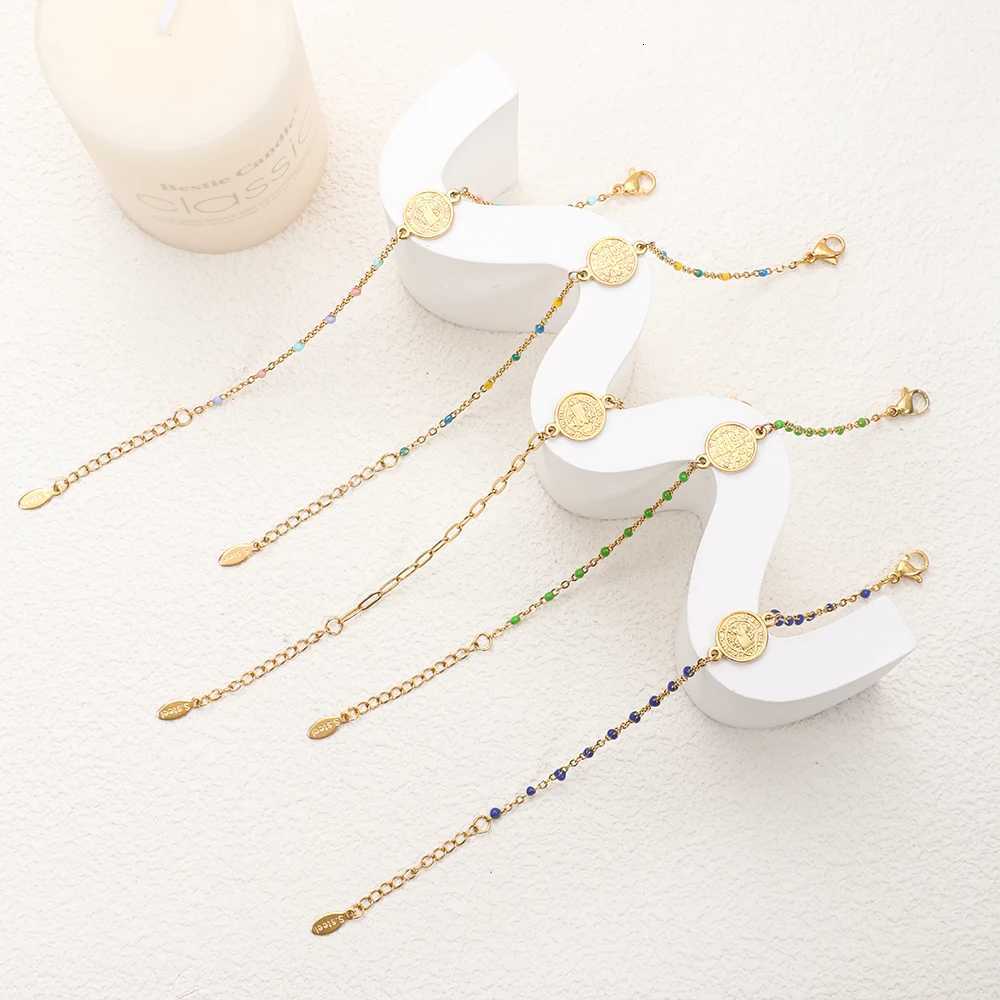 ZMZY Small Catholic Religious Rosary Saint Benedict medal San Benito Stainless Steel Bracelet Chain Charms TagsXJ251209