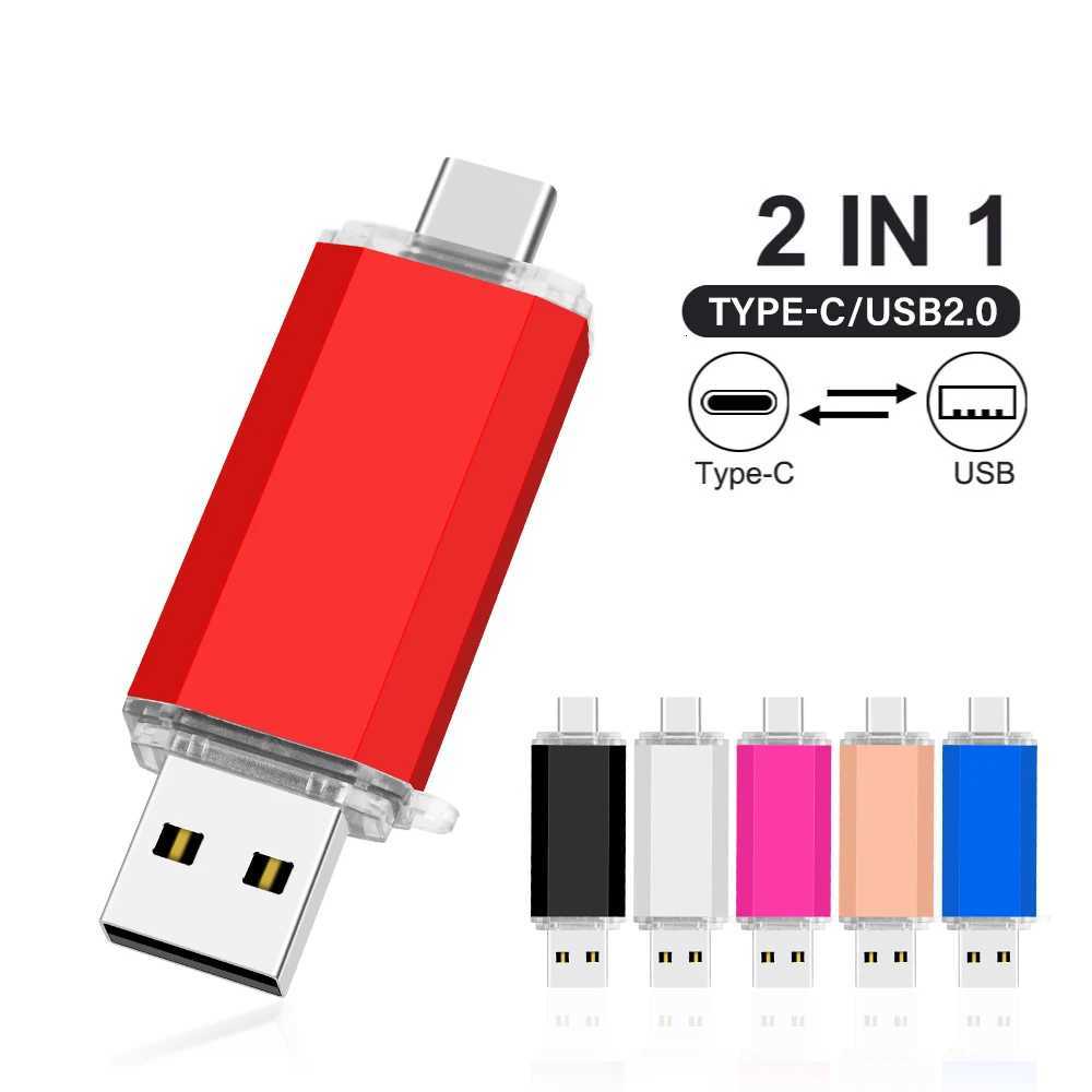TYPE-C 2in1 USB 20 Flash Drives 128GB 64GB High Speed Pen Drive for Smart Phone Memory Stick 32GB 16GB Business Gift U Disk C251209