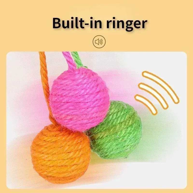 Pet Toy Cat Scratch Toy Cat Hanging Sisal Ball Built-in Bell Interactive Toy Pet Supplies cat toys pet products M251209