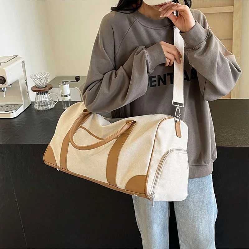 Casual Large Capacity Travel Lage Bag Wan Man Fi Mtifuncti Weekend Bag Canvas Portable Cosmetic Duffle Bag Gym Bag Y251209