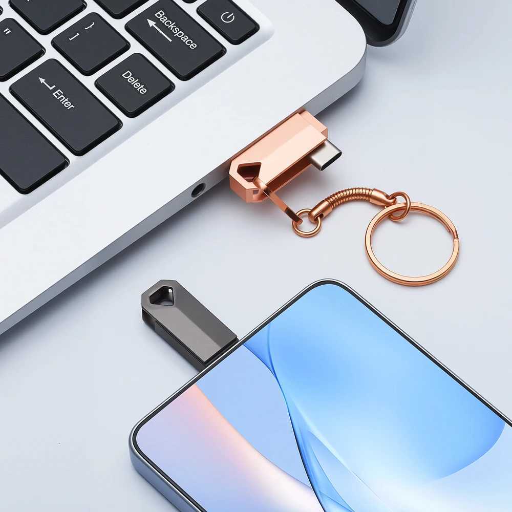 JASTER Key Chain USB Flash Drive 128GB TYPE-C OTG 2 IN 1 Metal Pen Drive 64GB Business Gift Memory Stick 32GB USB Stick 16G C251209