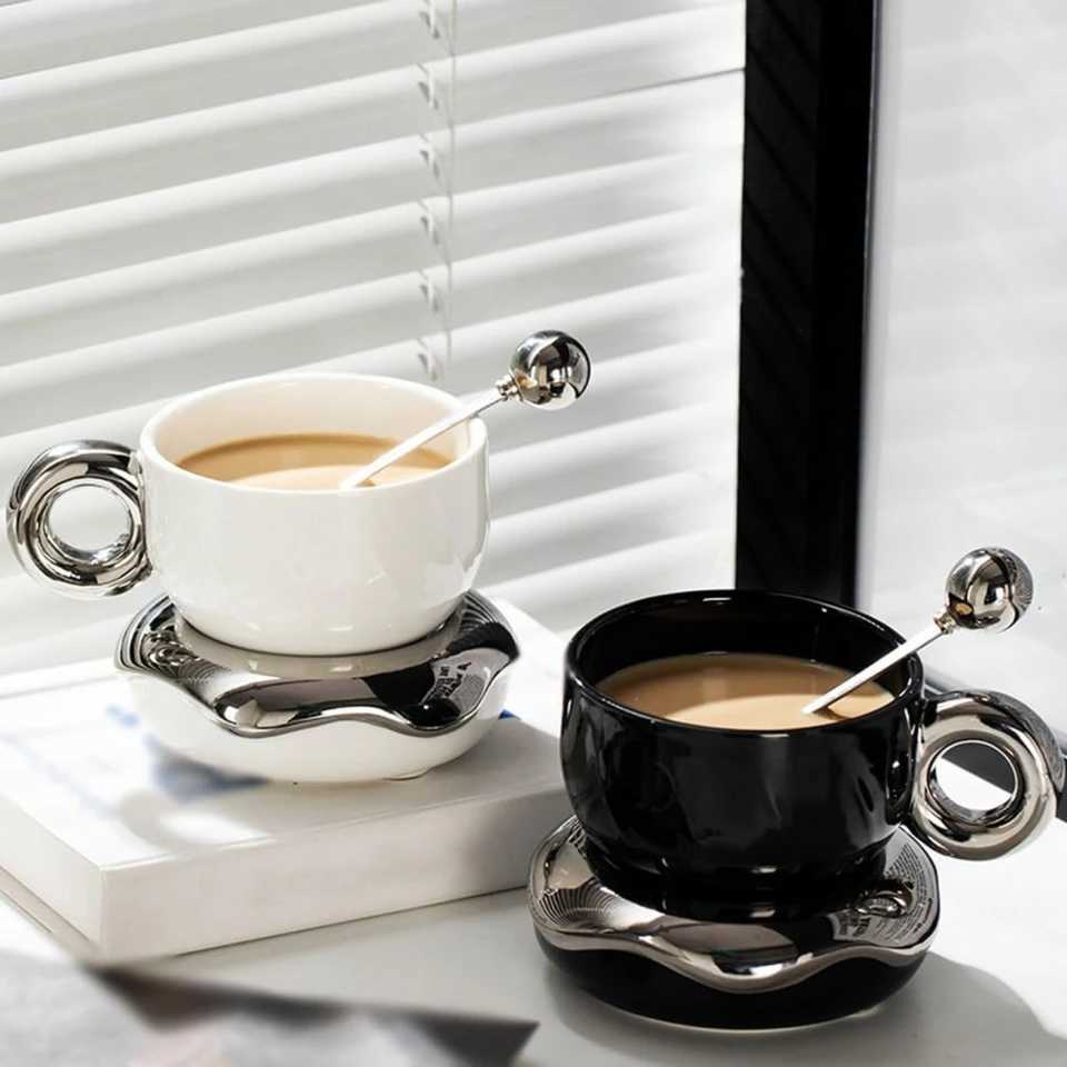 elf to a luxurious coffee experience with this exquisite ceramic cup and saucer set - Enhance your morning routine with this stu H251209