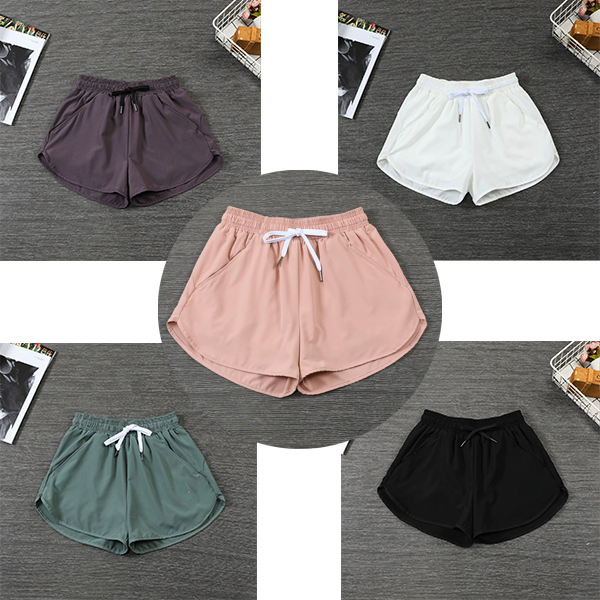 New shorts with anti glare pockets thin design double-layer casual wear yoga and fitness pants for outdoor wear