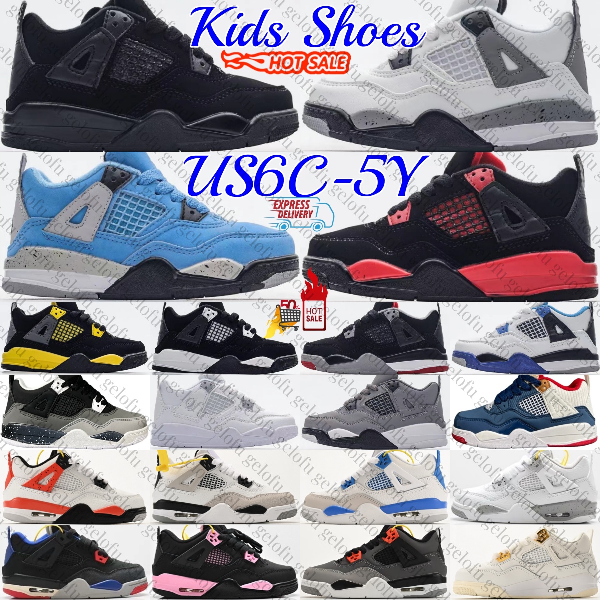 Kids Shoes Basketball Toddlers Black Cat Boys Girls Designer Sneakers Baby Blue Children Youth Trainers Fire Red Thunder Cool Grey White Lighting Pink Oreo Cement