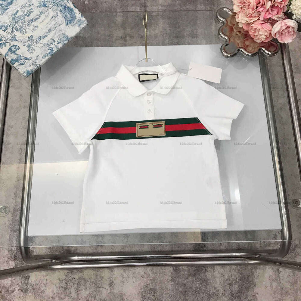 New child Short sleeve Polo shirt baby lapel tee kids designer clothes Stitched stripes boys girls T-shirts A236X07N056-a