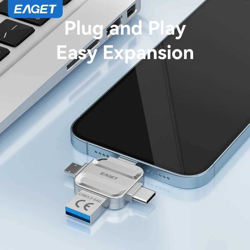 Eaget 4 in 1 Mini USB Flash Drive USB Type C Mirco B Lighting to USB 32 Pendrive USB Memories Stick for Phones PC Laptops C2512091