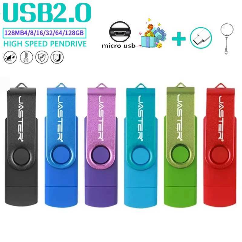 JASTER OTG USB Flash Drive 128GB Metal Pen Drive 8GB 16GB 32GB 64GB 128GB Pendrive Double use Micro USB Memory Stick C251209