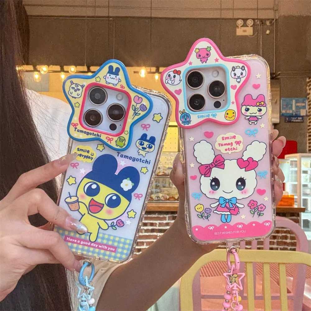 Kawaii Funny Rabbit Cartoon Phone Case For iPhone 13 14 15 16 Pro Max Cover Lovely Anti-fall Funda with Chain Protection Cover C2512090