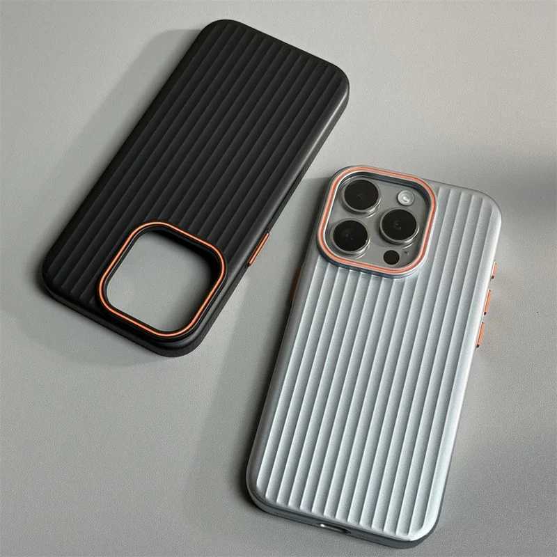 luxury Corrugated Matte Shockprof Case For iPhone 16 15 14 13 12 Pro Max Plus Plating Wave Non-slip Bumper Hard PC Cover C251209