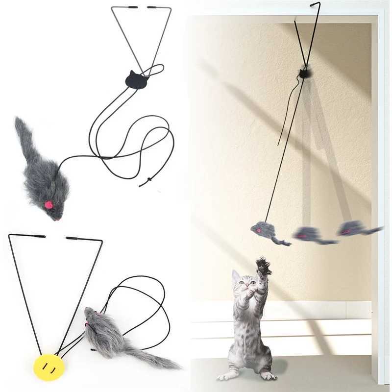 Door Hanging Cat Teasing Stick Pet Toys Retractable Long Line Mouse Interactive Toy Living Room Hanging Toys for Dog Cat M251209