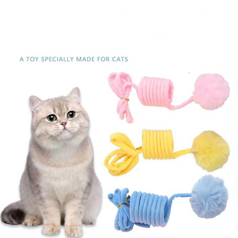 Colorful spring fun cat ball self high and boring bite resistant hairball suction cup hanging door pet supplies M251209
