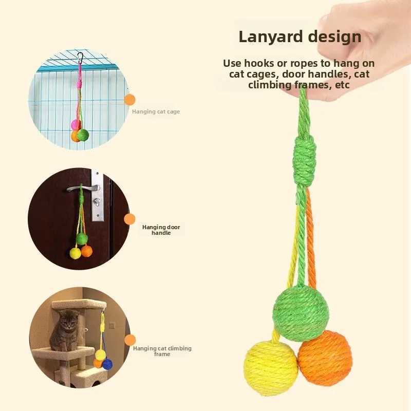 Cats Sounding Ball Interactive Handmade Sisal Cat Scratching Ball Make Sounds Cat Toy Home Kitten Ball Toys M251209