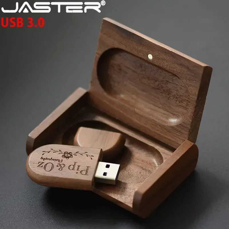JASTER USB 30 High Speed Wooden Box Personal Custer Pendrive 8GB 16GB 32GB 64GB USB Flash Drive Pen Drive U Disk C251209