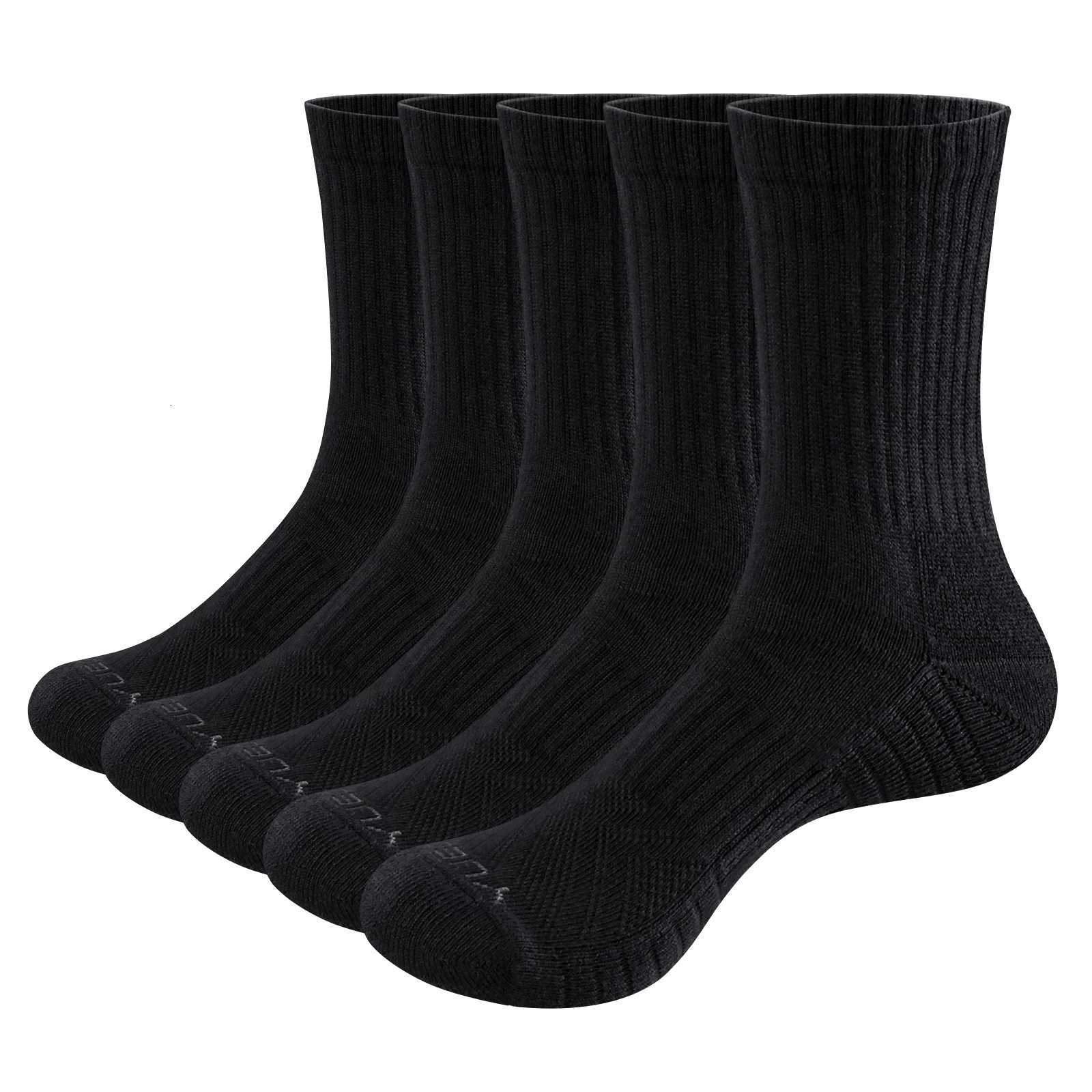 YUEDGE Cushioned Breathable Crew Socks for Men Athletic Socks Running Calf Socks Performance 5 PairsT251209