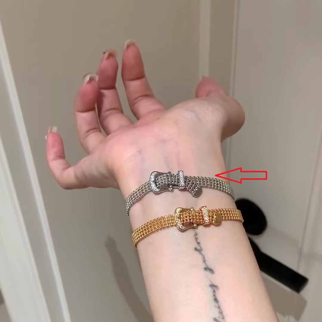 14K Real Gold Plated Zircon Horseshoe Clasp Bracelet Light Luxury High-end Feel Vintage Fashionable Versatile Jewelry - view 4