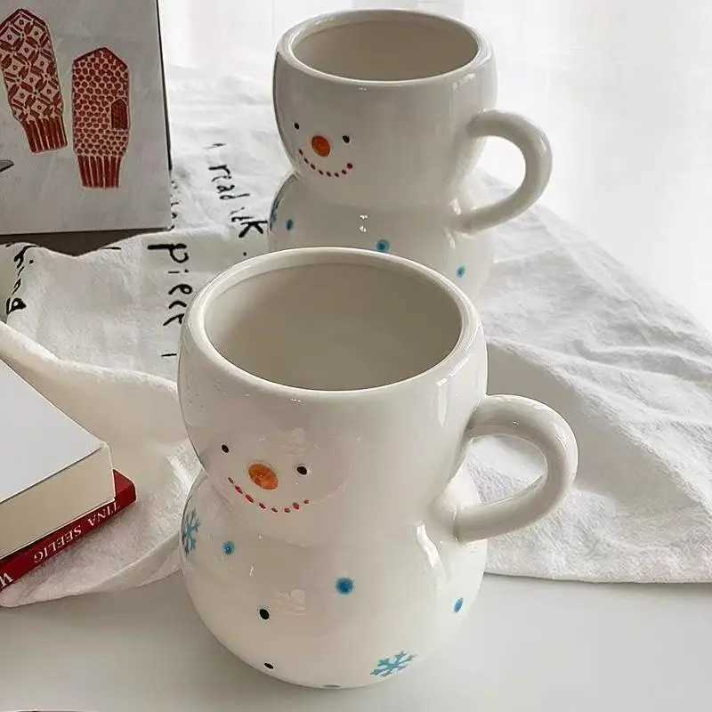 350ML Snowman g Creative Large Capacity Ceramic Cup Coffee Cups Lovely Men and Wen Birthday Christmas Gift Dormitory Fund H251209