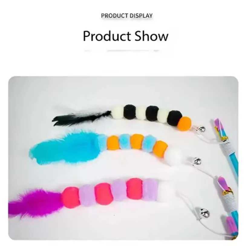 Funny Kitten Cat Teaser Interactive Toy Rod with Bell and Feather Toys for Cats Teaser Interactive Toy Rod Pet Cats Toys Stick M251209
