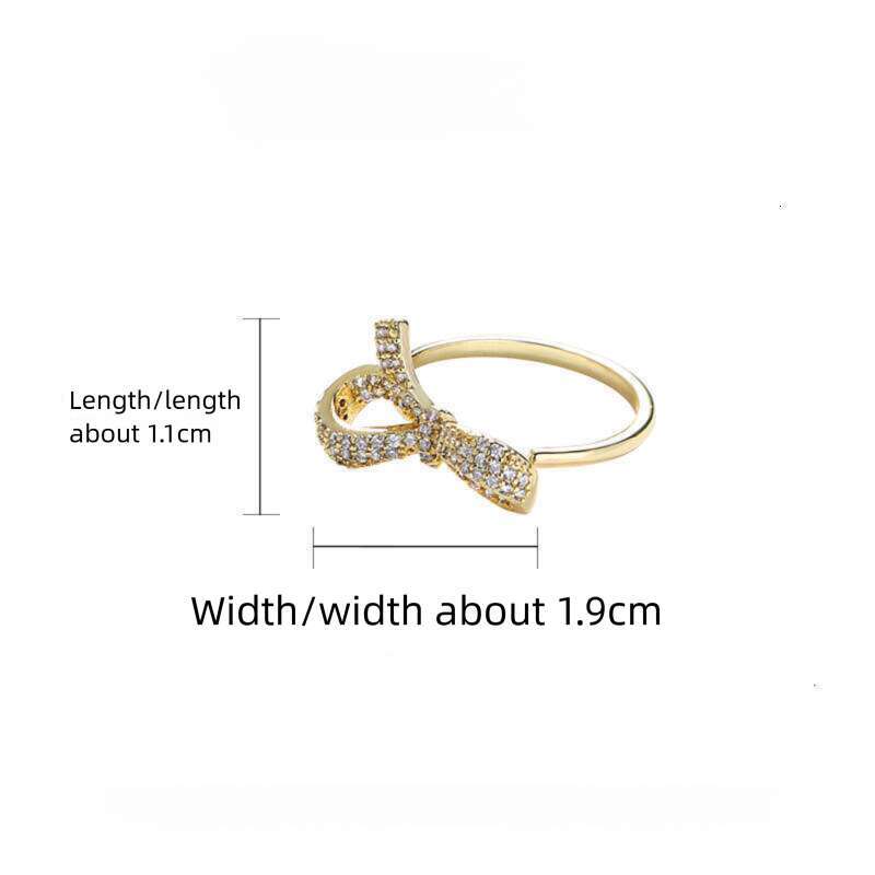 DHcollections Butterfly Knot Zircon for Women, Light Luxury, High-End Feel, Ins Style, Versatile Index Finger Ring, Elegant and Fashionable, Niche Ope