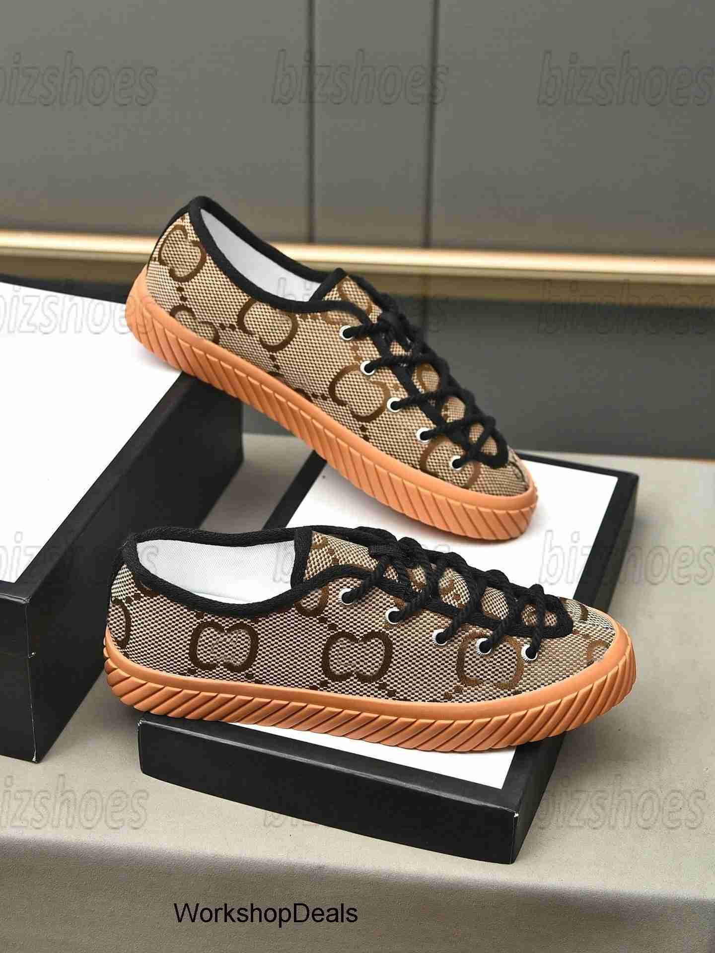 Sole Designer Shoes Maxi G Lowtop Sneaker In Camel And Ebony Canvas Laceup Branded Insole Gumrubber Mens Luxurys Trani gg guicily guiccly guccc guccily gucciily Q7TR