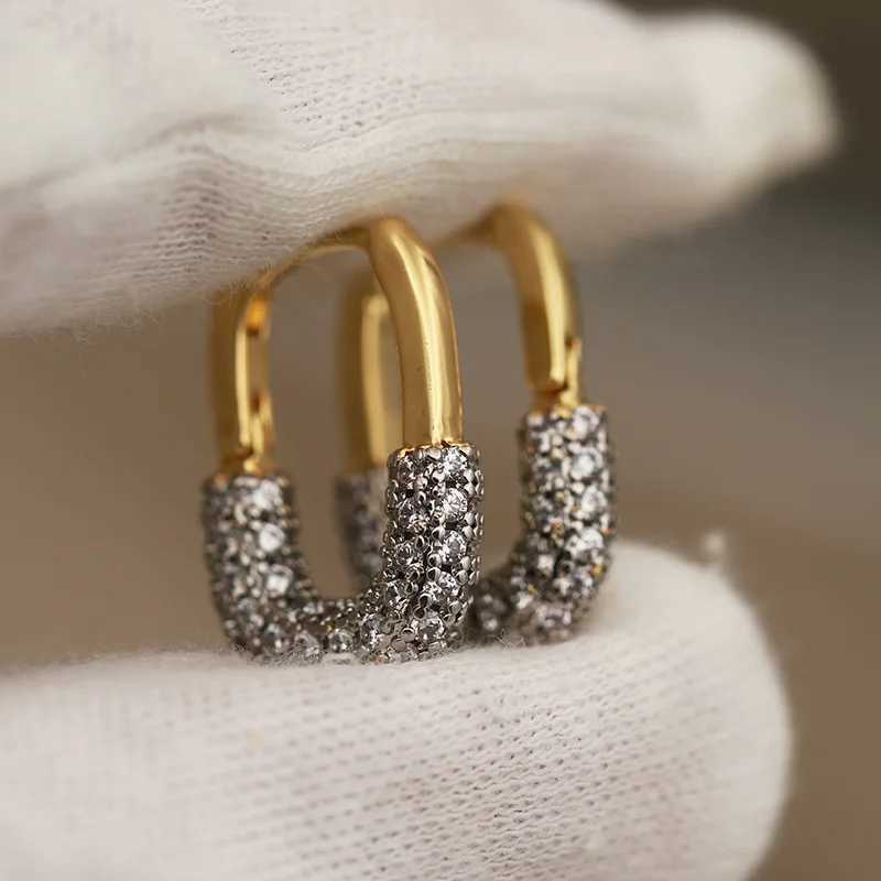 Full Crystal Geometric Stud Earrings for Women Fashion Brand Jewelry Luxury Zirconia Letter Earrings Party Accessories J251208