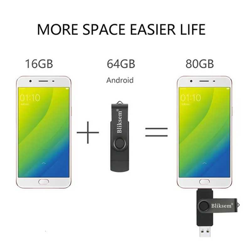 Bliksem OTG Flash Drive 32GB 64GB High Speed USB20 for PC Mobile Phone USB Metal Mini Pen Drive 32GB USB Flash Drive 64GB C251209