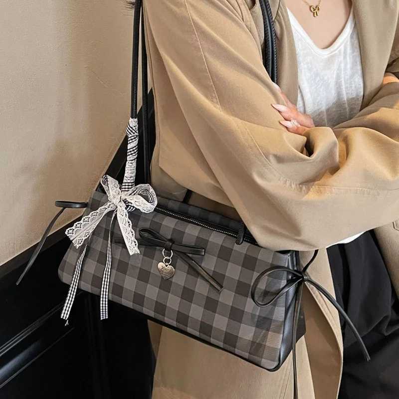 Exquisite High-grade Square Bag New Elegant Bow Ribb Handbag Fiable Hot-selling Plaid Ctrast Color Design Shoder Bags Y251209