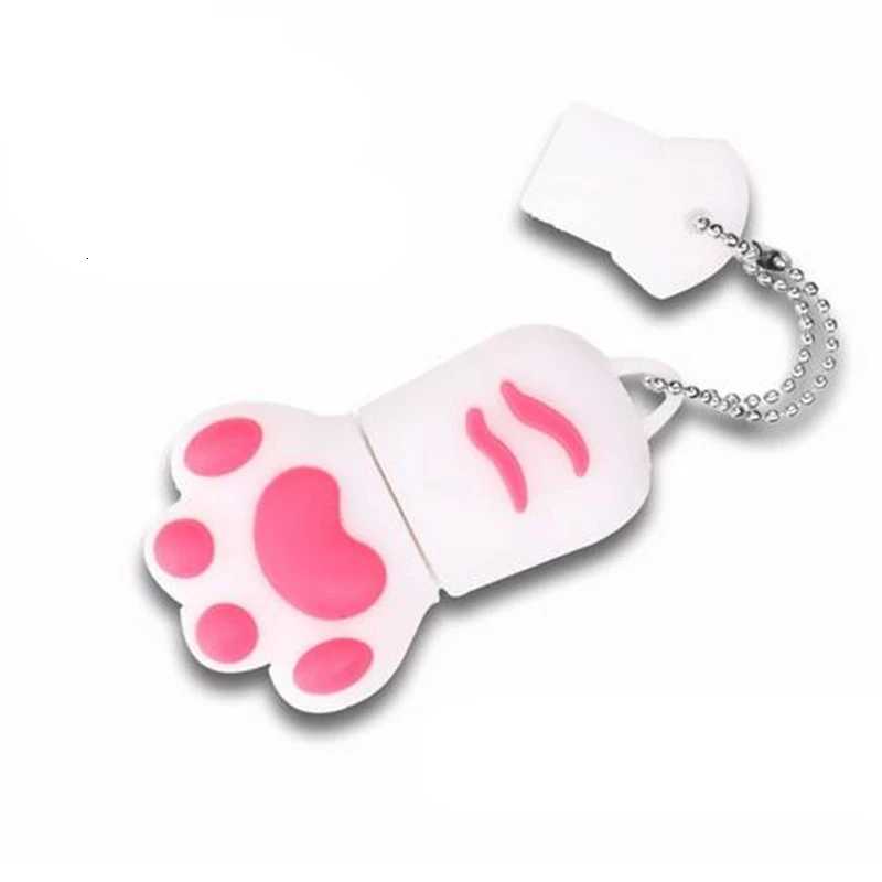 Cat Paw USB Flash Drive 64GB black Cartoon Memory Stick Key Chain Pen drive 128GB 32GB Gifts for Kids U Disk C251209