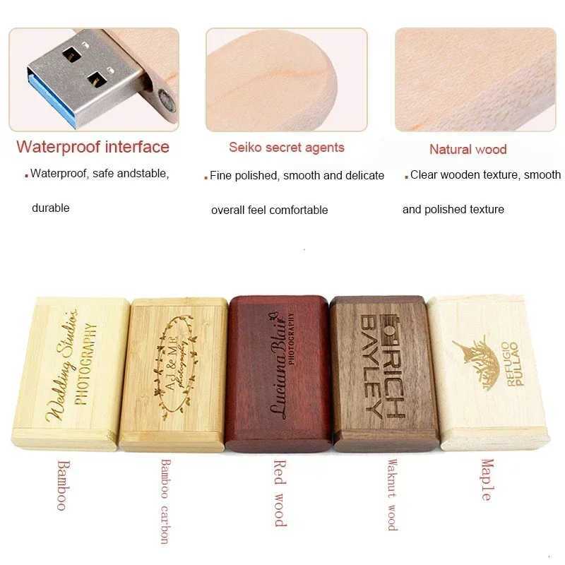 JASTER USB 30 High Speed Wooden Box Personal Custer Pendrive 8GB 16GB 32GB 64GB USB Flash Drive Pen Drive U Disk C251209