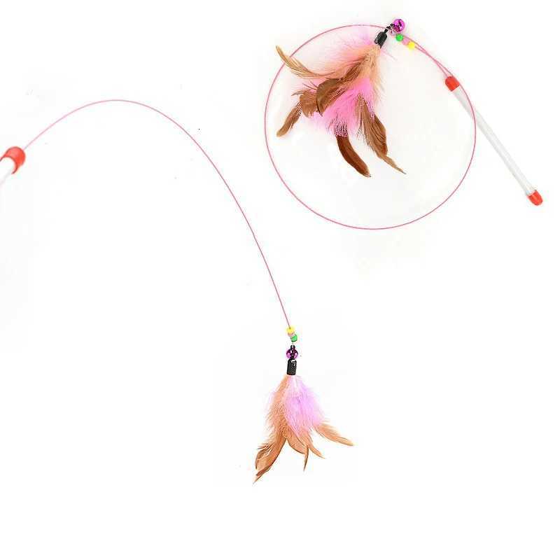 30pcs Kitten Pet Toy Interactive Chaser Training Rod Cat Catcher Feather Wand Fishing Pole Teaser M251209