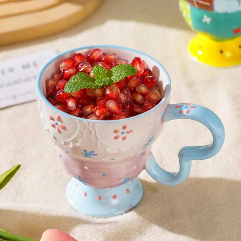 3D Coffee Cups Kawaii Ceramic gs Breakfast Fruit Milk Cups Hand Painted Dessert g He Decoration Kitchen Accessories H251209