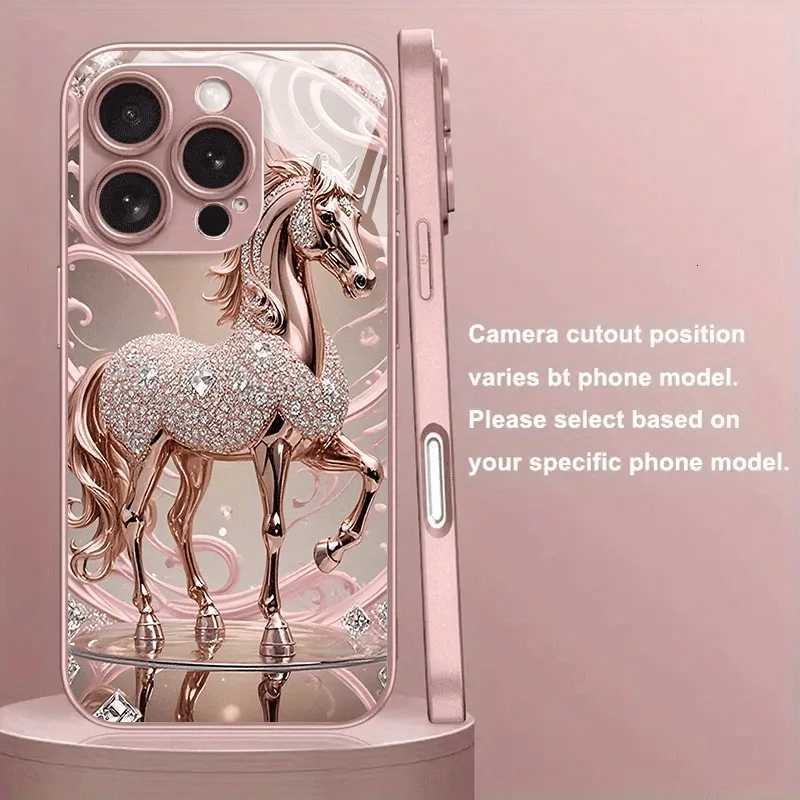 Luxury Diamond Horse Pattern Metallic Phone Case For iPhone 17 16 15 14 13 12 11 Pro Max 15 14 Plus 17 Air 16E Cover C251209