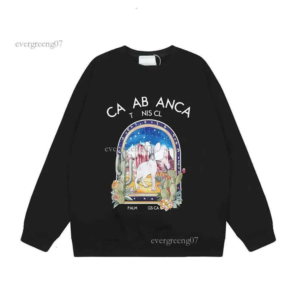 Casablancalies Long Sleeve Retro Style Print Tennis Club Graphic Hoodie Mens Designer Crewneck Sweatshirt Pullover Tops Luxury Tracksuit 6da